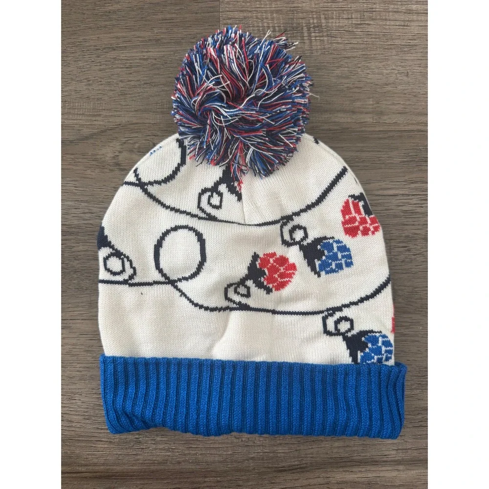 Miller Lite Buffalo Bills Knit Pom Beanie Hat Holiday Hops Blue Red White OSFM